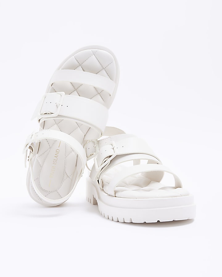 Cream wide fit buckle dad sandals