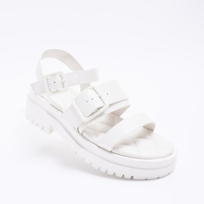 Cream wide fit buckle dad sandals
