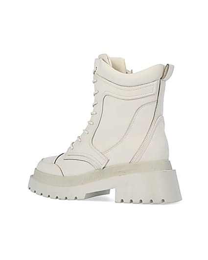 360 degree animation of product Cream wide fit padded biker ankle boots frame-5