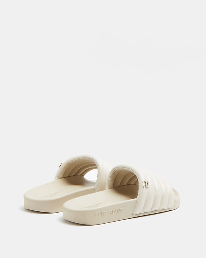 Cream wide fit padded sliders