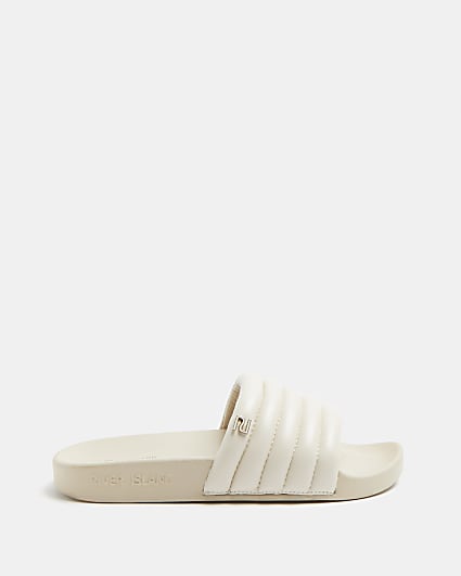 Cream wide fit padded sliders