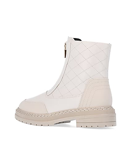 360 degree animation of product Cream wide fit quilted ankle boots frame-5