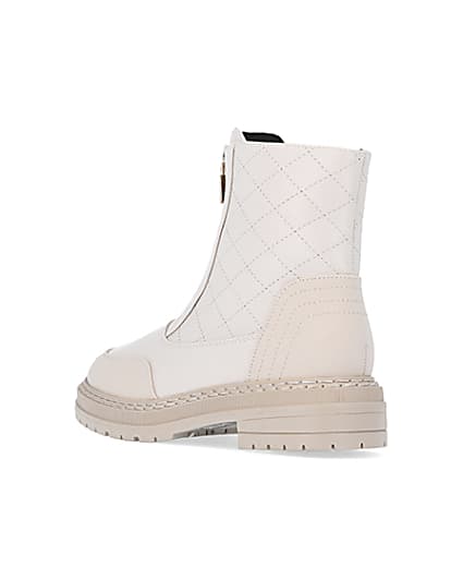 360 degree animation of product Cream wide fit quilted ankle boots frame-6