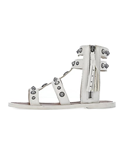 360 degree animation of product Cream wide fit studded gladiator sandals frame-3