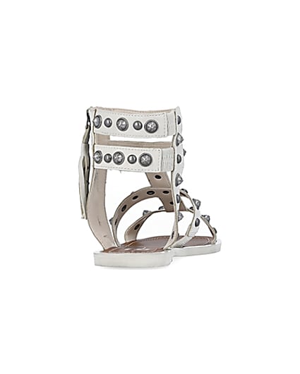 360 degree animation of product Cream wide fit studded gladiator sandals frame-10