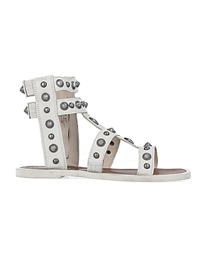 360 degree animation of product Cream wide fit studded gladiator sandals frame-16