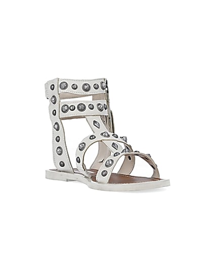 360 degree animation of product Cream wide fit studded gladiator sandals frame-19