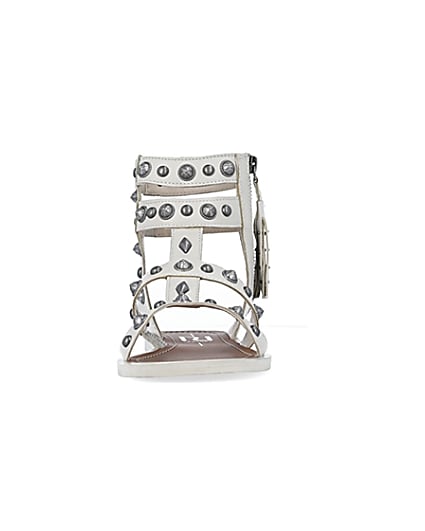 360 degree animation of product Cream wide fit studded gladiator sandals frame-21
