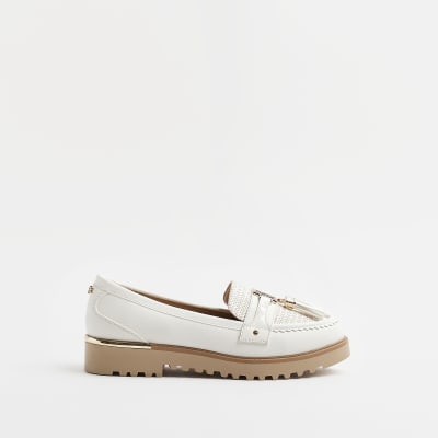 Cream wide fit tassel detail loafers River Island