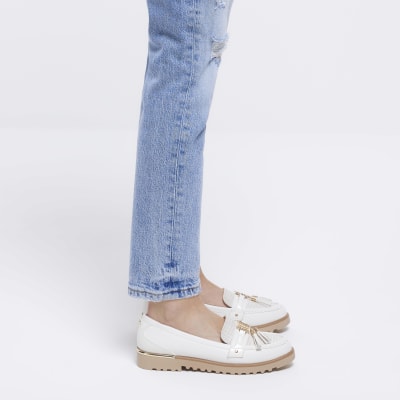 Cream wide fit tassel detail loafers River Island