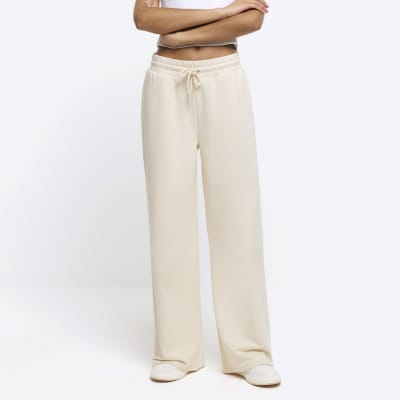 Cream wide leg joggers River Island