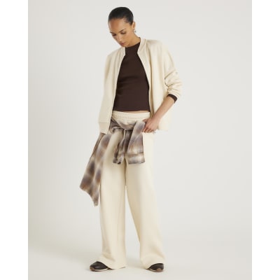 Cream Wide Leg Joggers