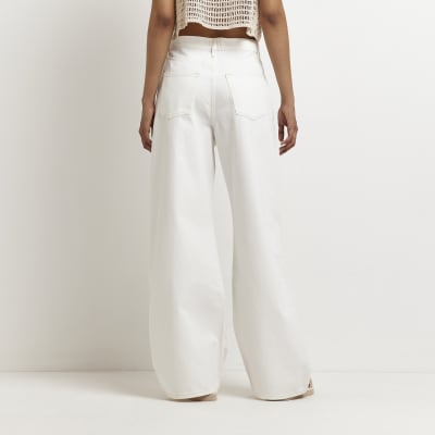 cream wide leg trousers