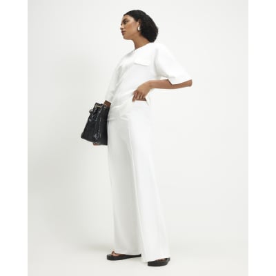 Cream Wide Leg Trousers