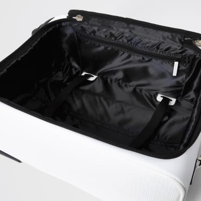 Cream woven monogram print suitcase
