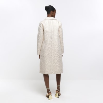 Cream zebra jacquard coat