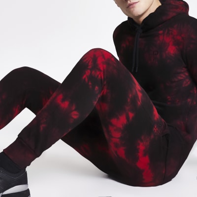 red and black tie dye hoodie