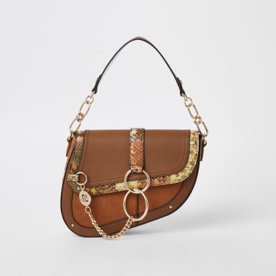 Dark beige saddle underarm bag