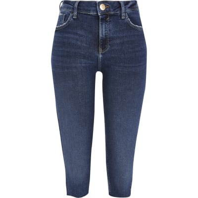 dark blue cropped jeans