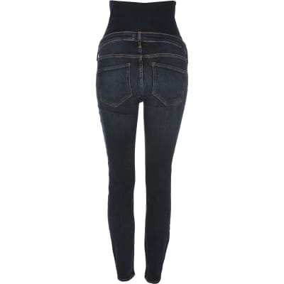Dark blue Amelie overbump maternity jeans