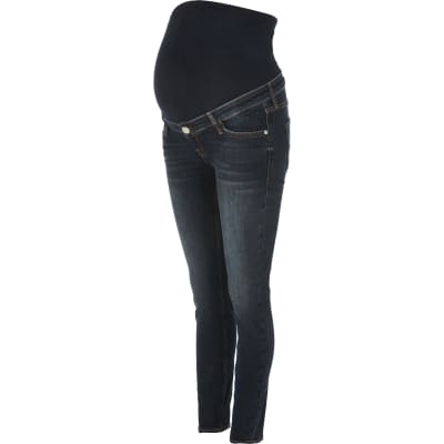 Dark blue Amelie overbump maternity jeans