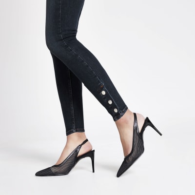 dark blue high rise jeans