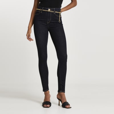 dark blue high waisted skinny bum sculpt jean