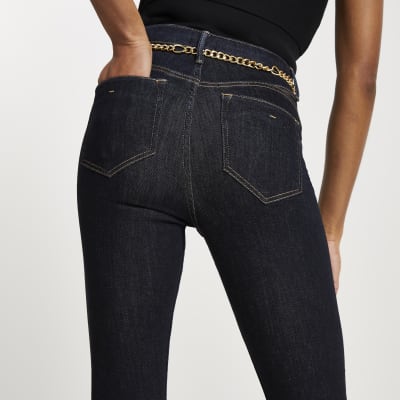 dark blue high waisted skinny bum sculpt jean
