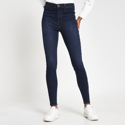 skinny high waisted blue jeans