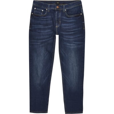 Dark blue Jimmy tapered fit jeans | River Island