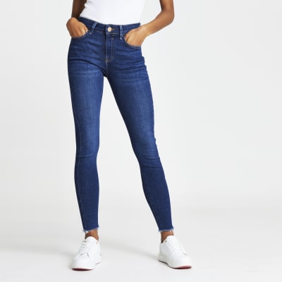 Old Navy Womens Blue Denim Mid rise Rockstar super skinny jeans