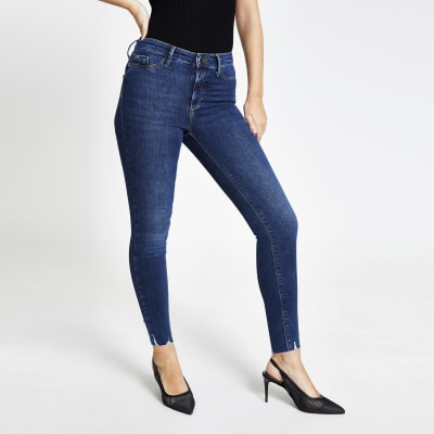 Dark blue Molly mid rise jeggings | River Island