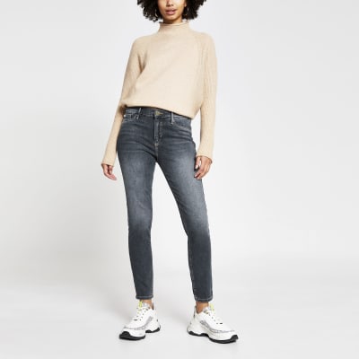 Dark blue Molly mid rise skinny jean | River Island