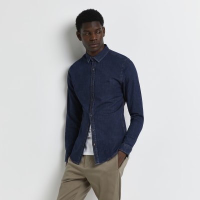 dark blue denim shirt