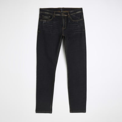 Dark blue premium relaxed skinny fit jeans