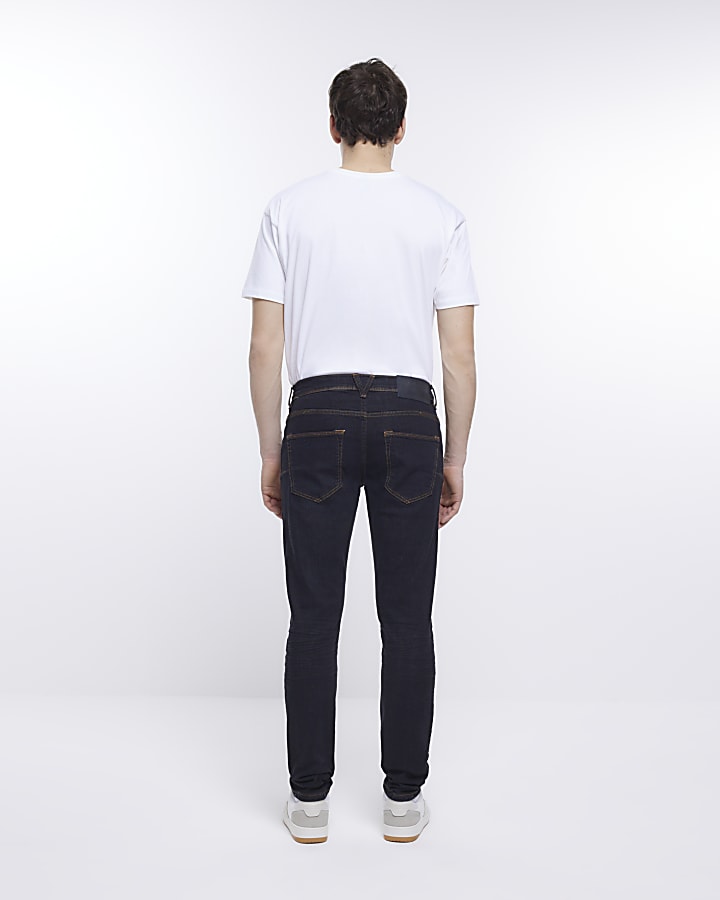 Dark blue premium relaxed skinny fit jeans