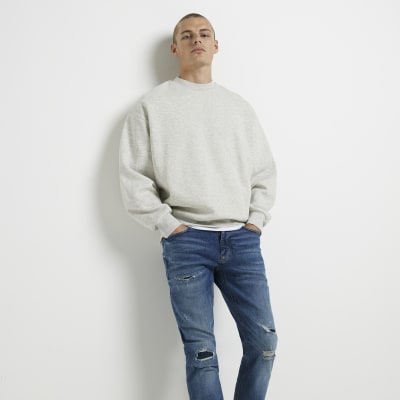 river island dark blue sid skinny jeans