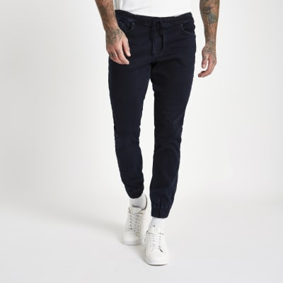 dark blue jean joggers