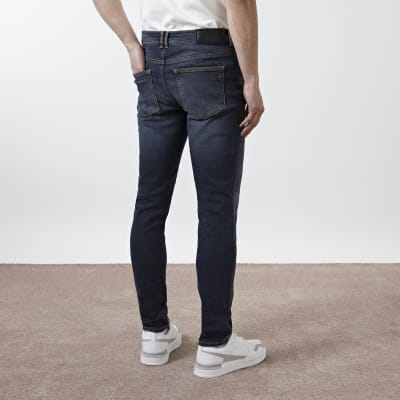 river island dark blue sid skinny jeans
