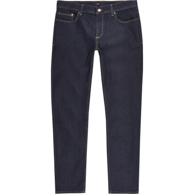 river island dark blue sid skinny jeans