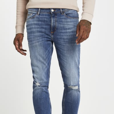 river island dark blue sid skinny jeans
