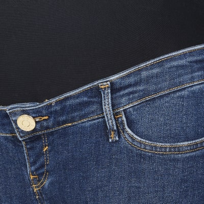 Dark Blue skinny maternity jeans | River Island
