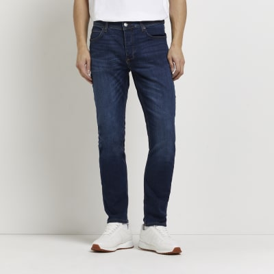 Dark blue slim fit Dylan jeans | River Island