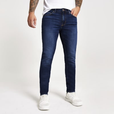 slim dark blue jeans