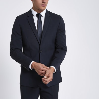Dark blue slim fit suit jacket