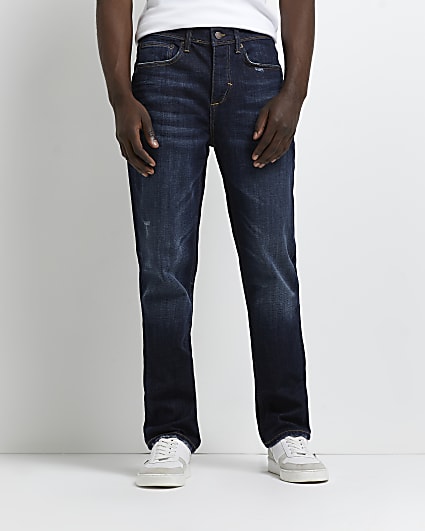 Dark blue straight fit jeans