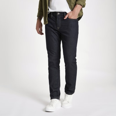 dark wash blue jeans