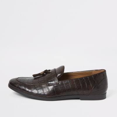 brown croc loafers