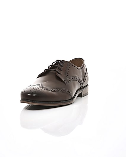 360 degree animation of product Dark brown leather lace-up brogues frame-2