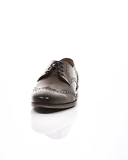 360 degree animation of product Dark brown leather lace-up brogues frame-3